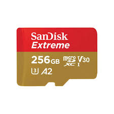 بطاقة سانديسك  Extreme microSD UHS I بسعة 256 جيجابايت لتصوير فيديو بدقة 4K