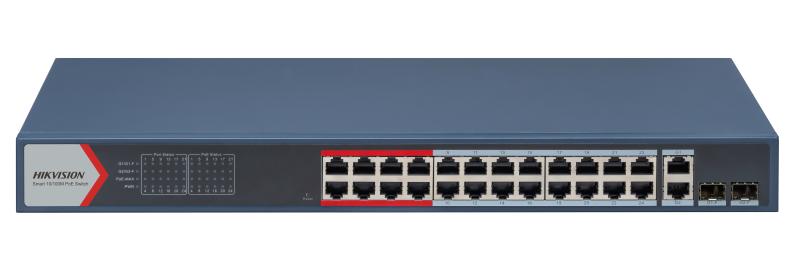 مفتاح تحويل بـ 24 منفذ إيثرنت سريع بتقنية PoE الذكية