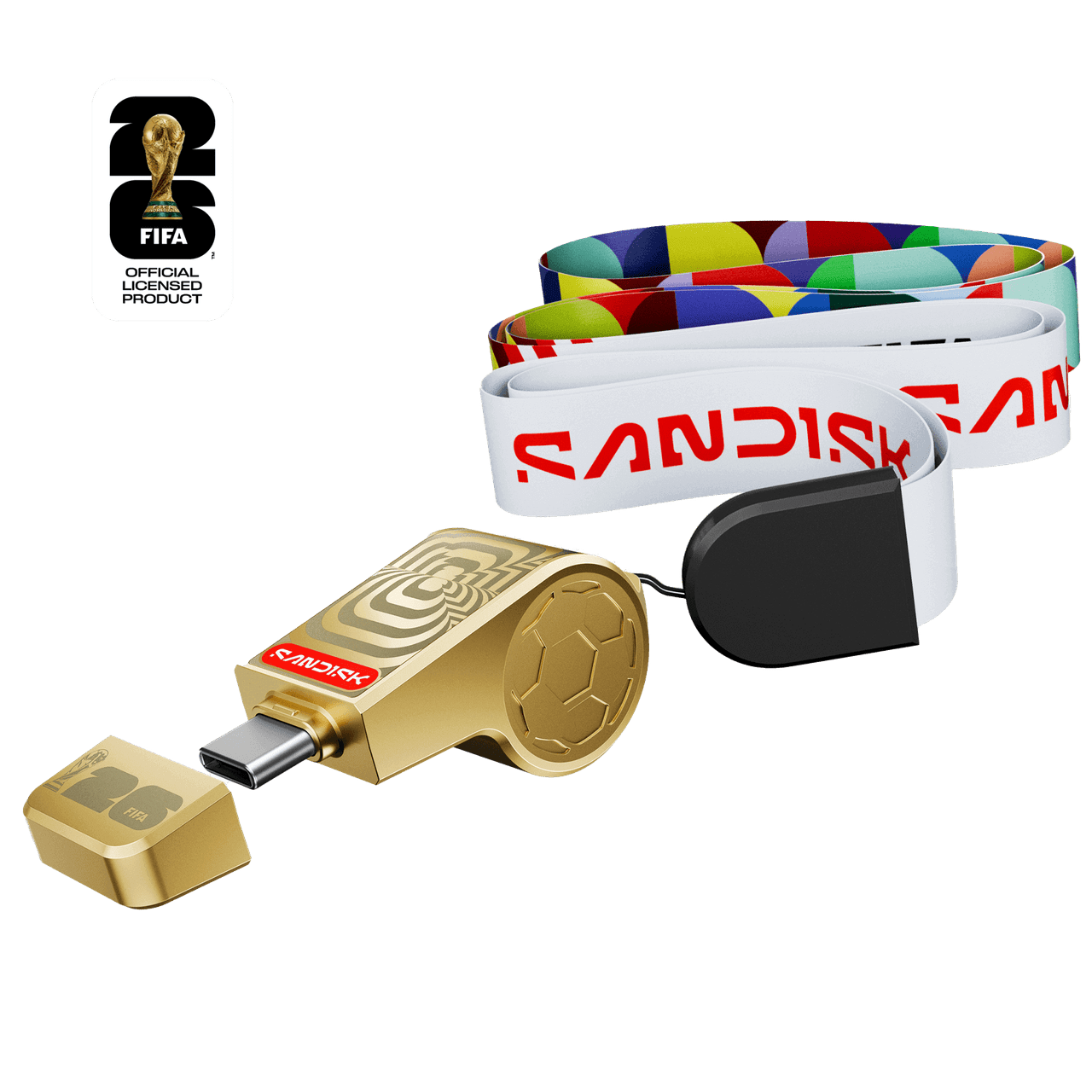 محرك أقراص فلاش SANDISK USB-C: كأس العالم FIFA 2026™ - 128 جيجابايت (الإصدار الذهبي)