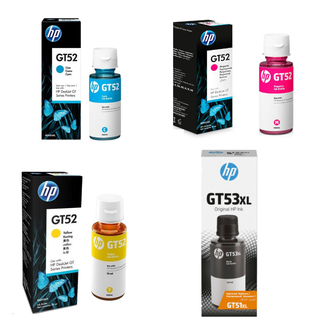اتش بي GT52 و GT53XL زجاجة حبر أصلية (4 قطع متعدد الألوان )