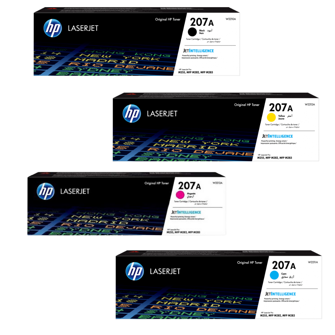 اتش بي 207A مجموعة خراطيش مسحوق حبر أصلية (4 قطع متعدد الألوان)