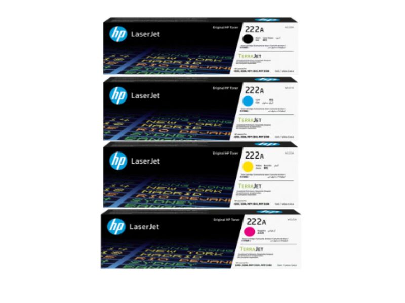 اتش بي 222A مجموعة خراطيش مسحوق حبر أصلية (4 قطع متعدد الألوان)