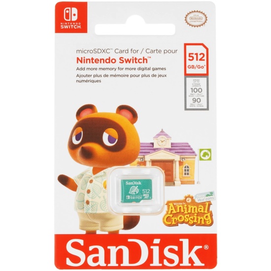 بطاقة ذاكرة سانديسك SDXC صغيرة الحجم لجهاز نينتندو سويتش بسعة 512 جيجابايت
